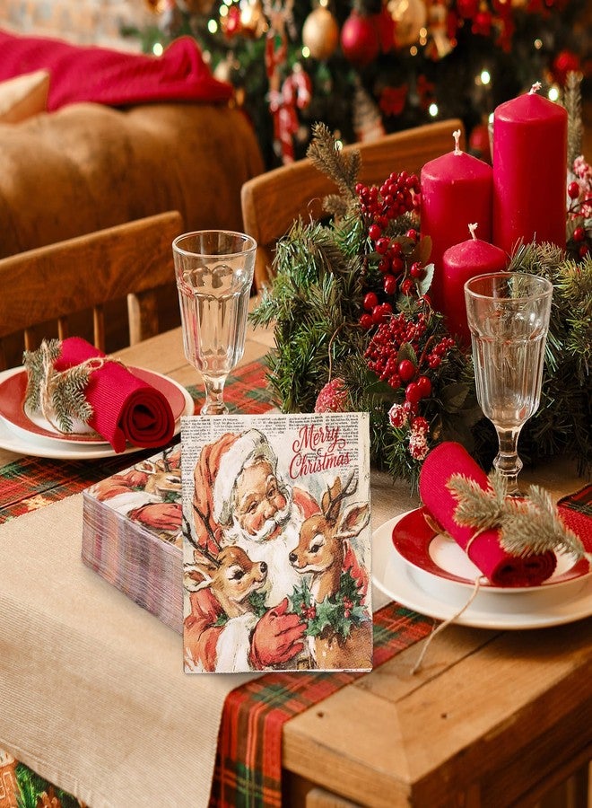 وولاين مجموعة مناديل ورقية عتيقة من والين، 80 قطعة، بتصميمات سانتا ورنة، مثالية للغداء، ولحفلات الشتاء، وللحلوى والعشاء، ولتزيين الطاولات في حفلات الأعياد. - Image 5